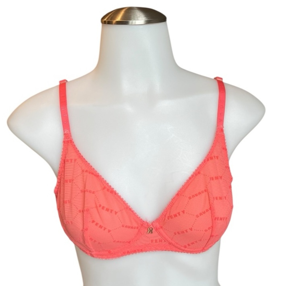 32C Savage Fenty Coral Pink Unlined Demi Bra